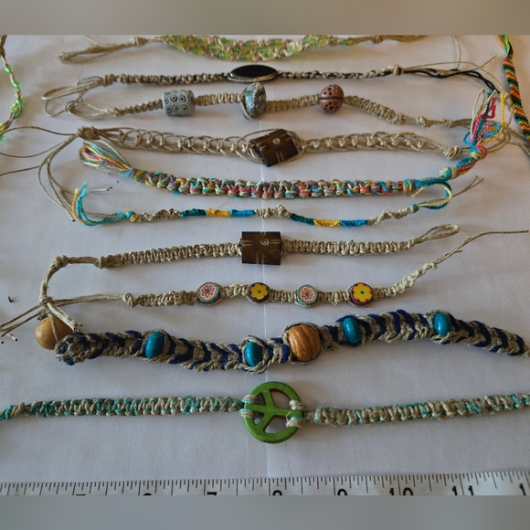 Hemp Bracelets Lot Of 15 Colorful Beaded - Picture 2 of 7